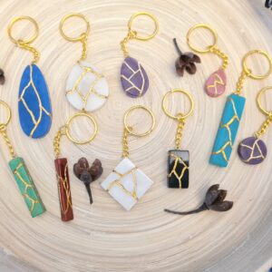Porte-clés résine style Kintsugi
